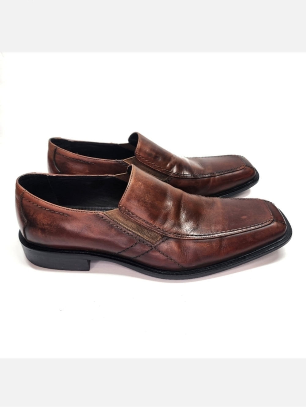 RUSH GORDON RUSH Brown Leather Slip On Loafer Classic Dress Shoe Men 12